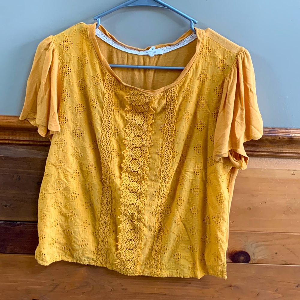 Mustard color pattered blouse